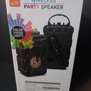 Portable Wireless Party Speaker with Microphone - Black
